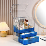 MOOCHI Clear Large Cosmetic Makeup Organizer With High Drawer Water Proof PET Cosmetics Storage Display Case